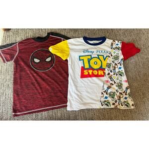 Boys Shirts.  Size 7.  Toy Story and Spiderman.